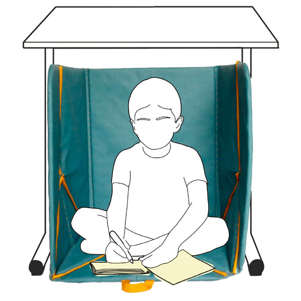 read nest la cabane d'apprentissage en démonstration sous un bureau d'école